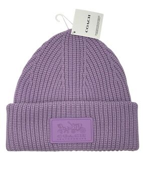 Coach Patch Wool Blend Rib Knit Beanie